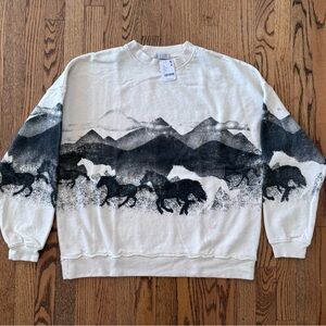 NWT Free People Range Horse Crewneck Graphic Print Sweatshirt M